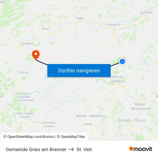Gemeinde Gries am Brenner to St. Veit map