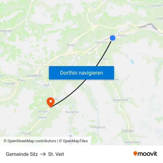 Gemeinde Silz to St. Veit map
