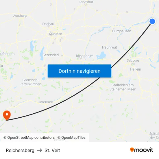 Reichersberg to St. Veit map