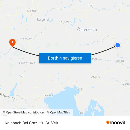Kainbach Bei Graz to St. Veit map