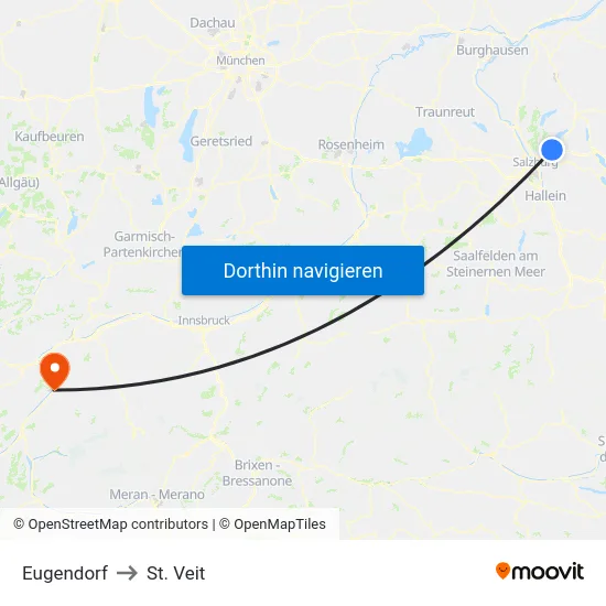 Eugendorf to St. Veit map