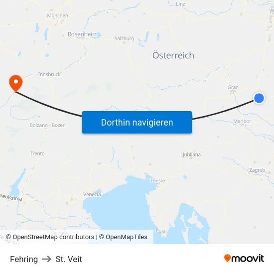 Fehring to St. Veit map