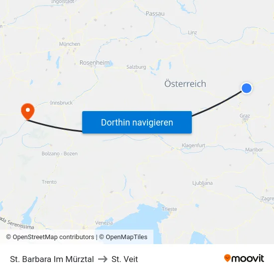 St. Barbara Im Mürztal to St. Veit map