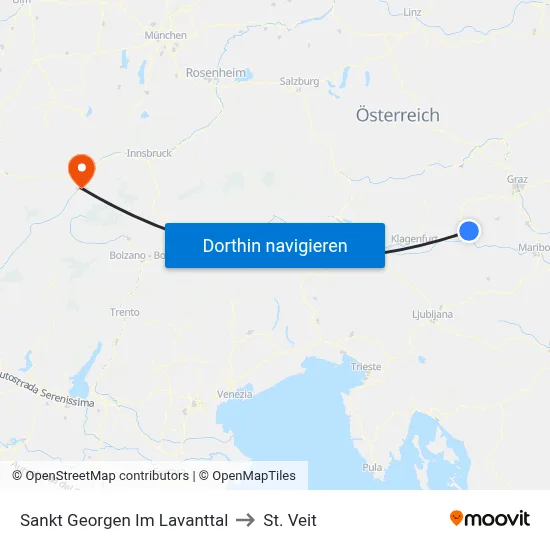 Sankt Georgen Im Lavanttal to St. Veit map