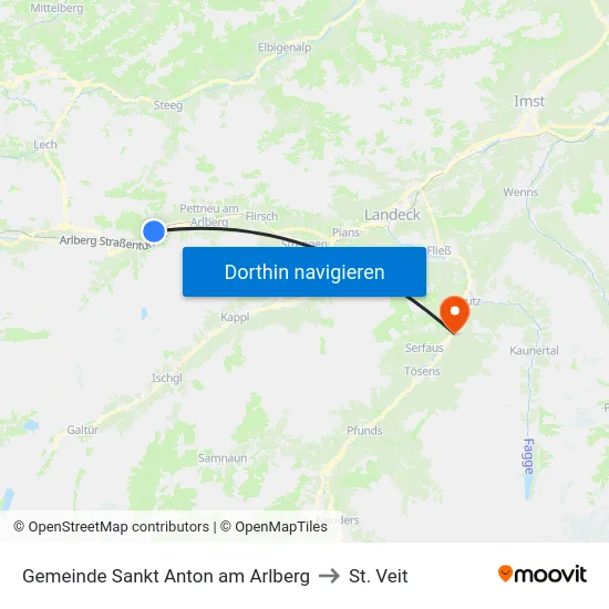 Gemeinde Sankt Anton am Arlberg to St. Veit map