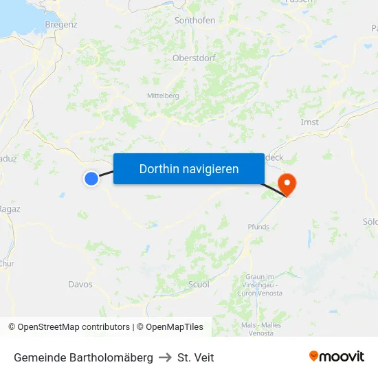 Gemeinde Bartholomäberg to St. Veit map