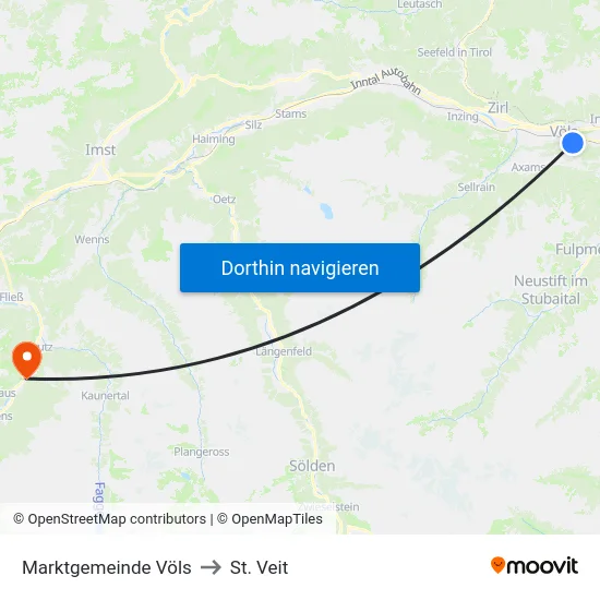 Marktgemeinde Völs to St. Veit map