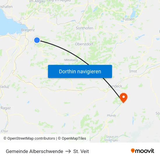 Gemeinde Alberschwende to St. Veit map