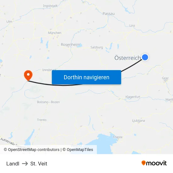 Landl to St. Veit map