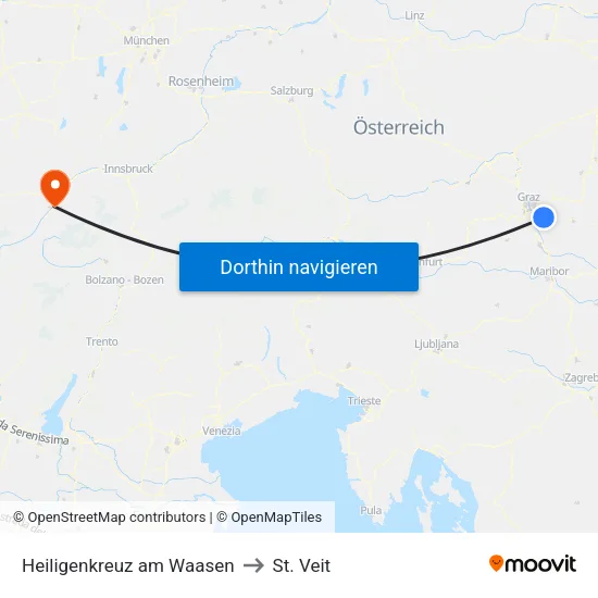 Heiligenkreuz am Waasen to St. Veit map