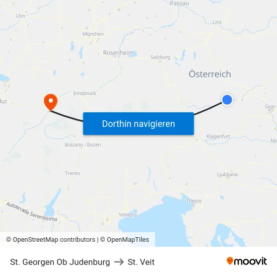 St. Georgen Ob Judenburg to St. Veit map