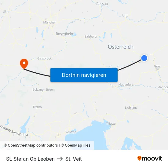 St. Stefan Ob Leoben to St. Veit map