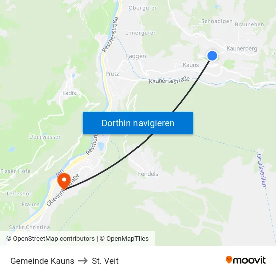 Gemeinde Kauns to St. Veit map