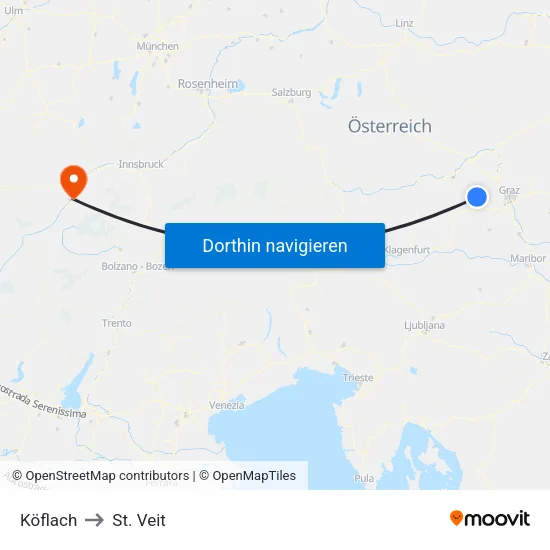 Köflach to St. Veit map