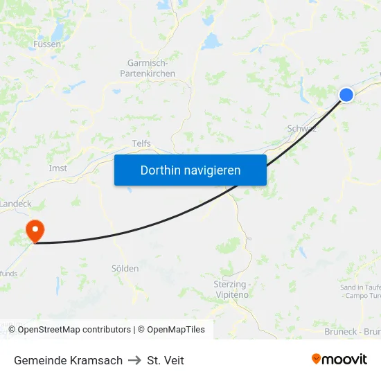 Gemeinde Kramsach to St. Veit map