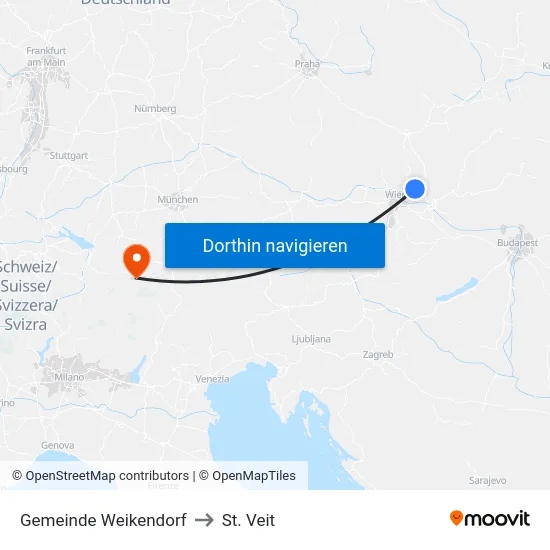 Gemeinde Weikendorf to St. Veit map