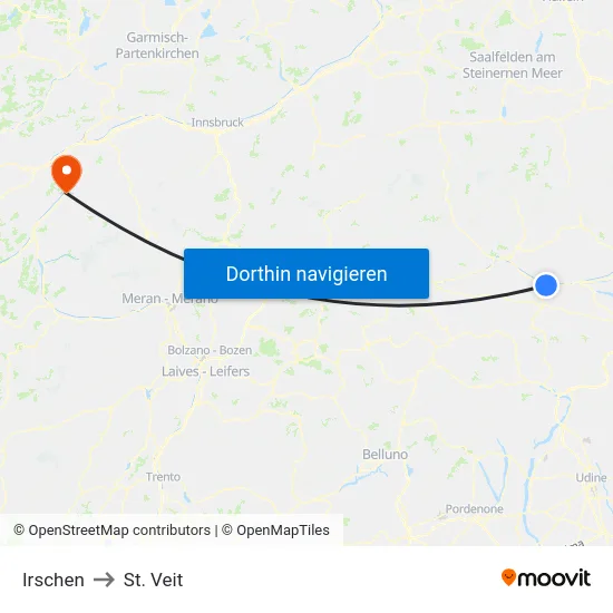 Irschen to St. Veit map