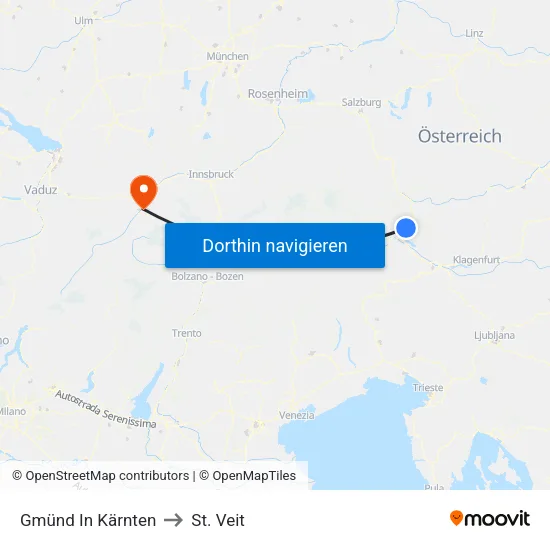 Gmünd In Kärnten to St. Veit map