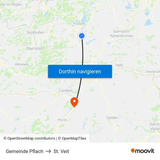 Gemeinde Pflach to St. Veit map