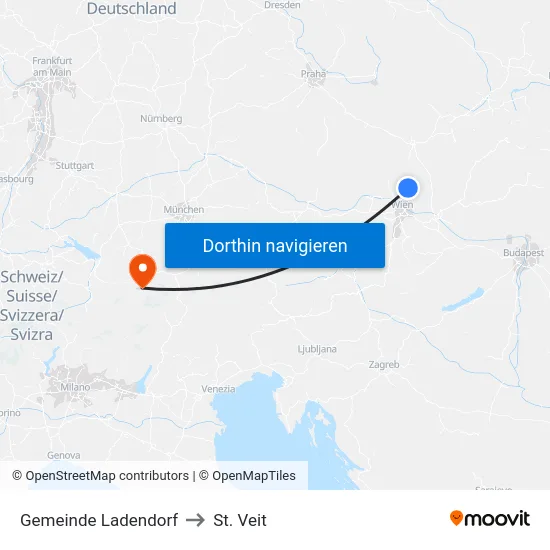 Gemeinde Ladendorf to St. Veit map