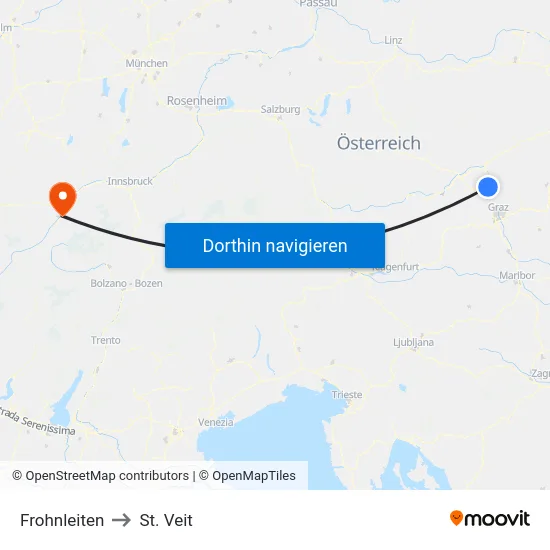 Frohnleiten to St. Veit map
