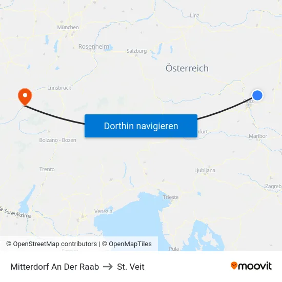 Mitterdorf An Der Raab to St. Veit map