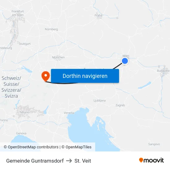 Gemeinde Guntramsdorf to St. Veit map