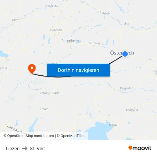 Liezen to St. Veit map