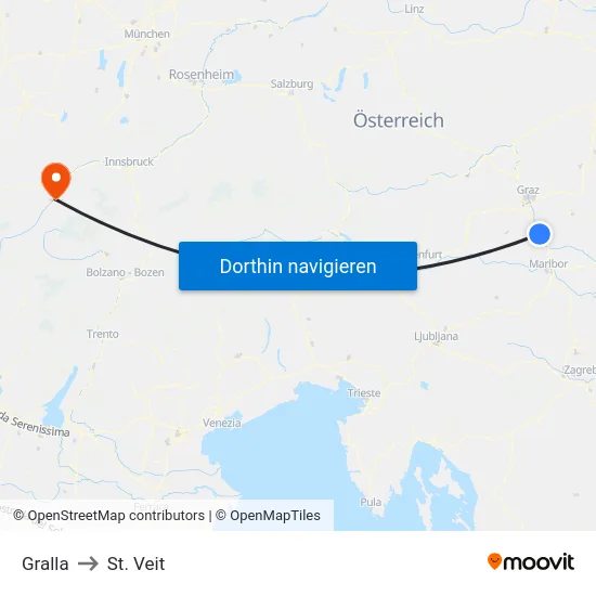 Gralla to St. Veit map