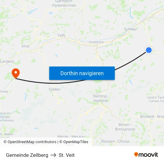 Gemeinde Zellberg to St. Veit map