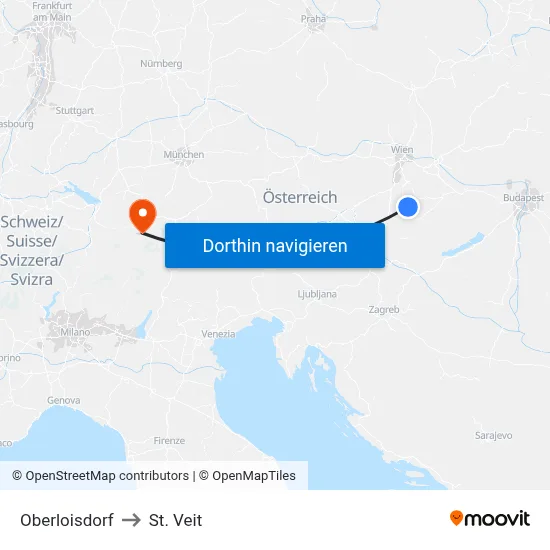 Oberloisdorf to St. Veit map