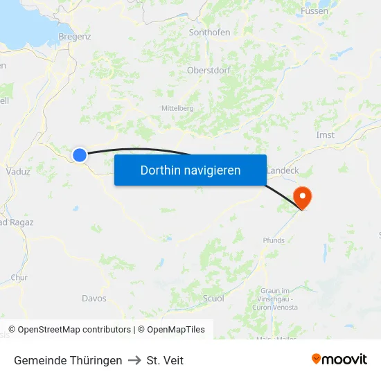 Gemeinde Thüringen to St. Veit map