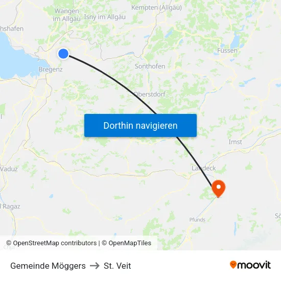 Gemeinde Möggers to St. Veit map