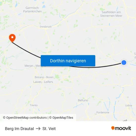 Berg Im Drautal to St. Veit map