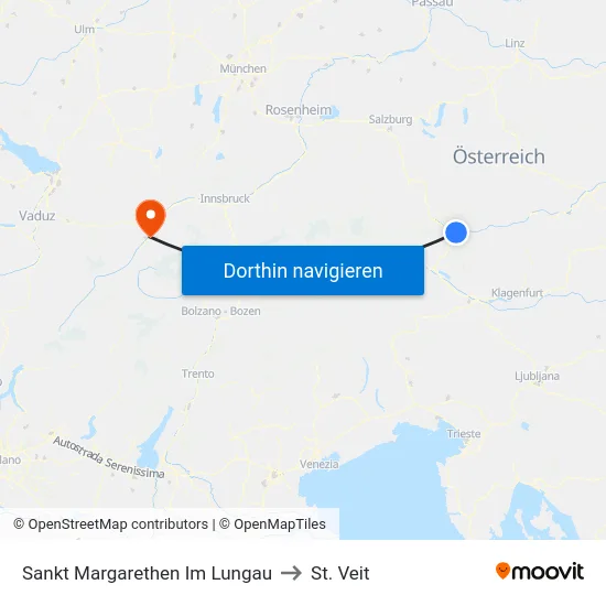 Sankt Margarethen Im Lungau to St. Veit map