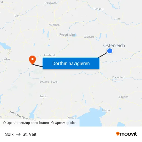 Sölk to St. Veit map