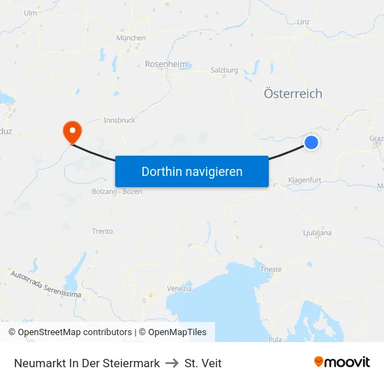 Neumarkt In Der Steiermark to St. Veit map