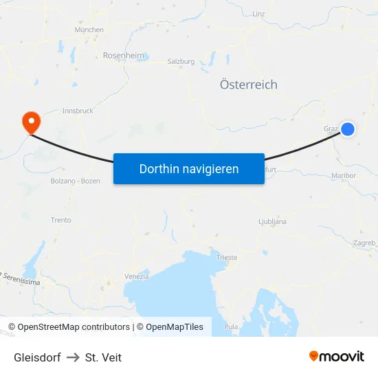Gleisdorf to St. Veit map