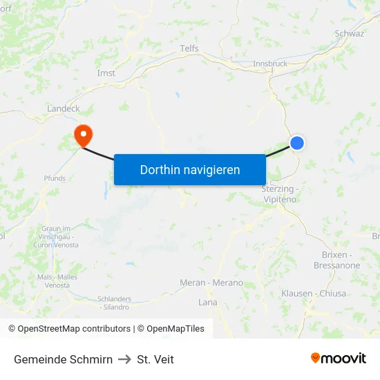 Gemeinde Schmirn to St. Veit map