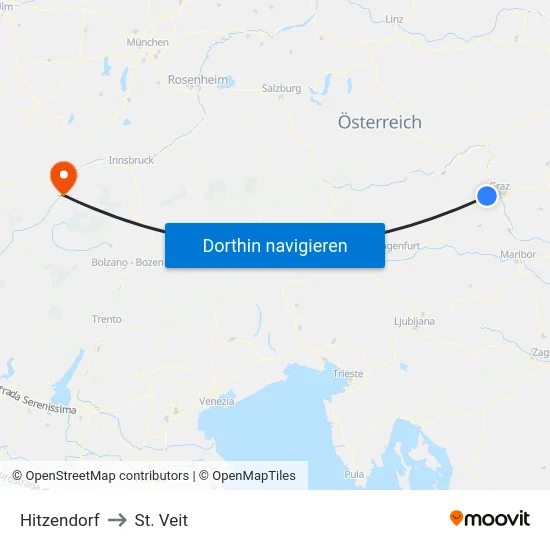 Hitzendorf to St. Veit map