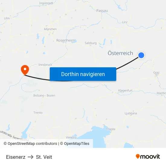 Eisenerz to St. Veit map