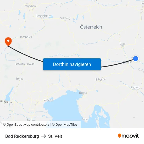 Bad Radkersburg to St. Veit map