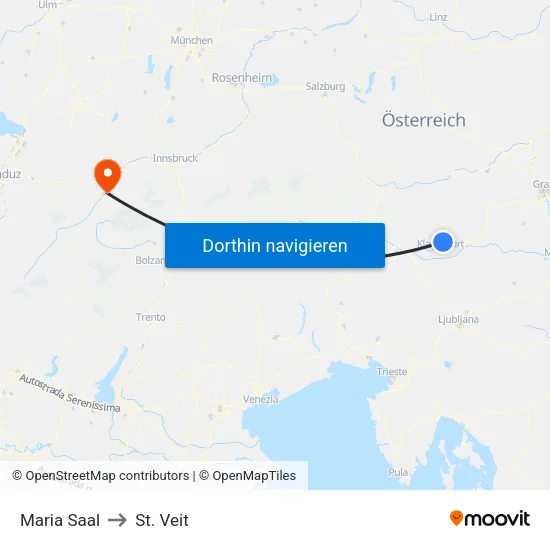 Maria Saal to St. Veit map