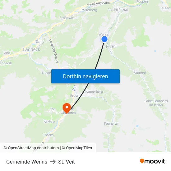 Gemeinde Wenns to St. Veit map