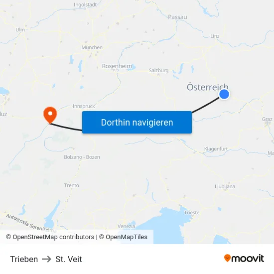 Trieben to St. Veit map