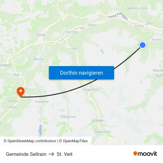 Gemeinde Sellrain to St. Veit map