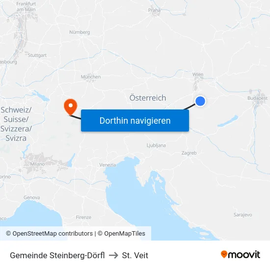 Gemeinde Steinberg-Dörfl to St. Veit map