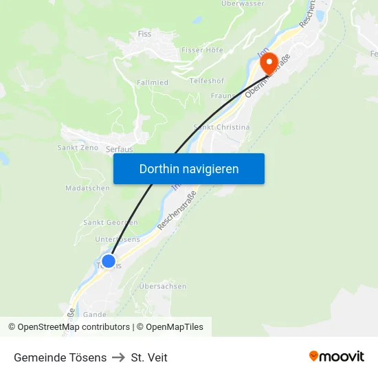 Gemeinde Tösens to St. Veit map