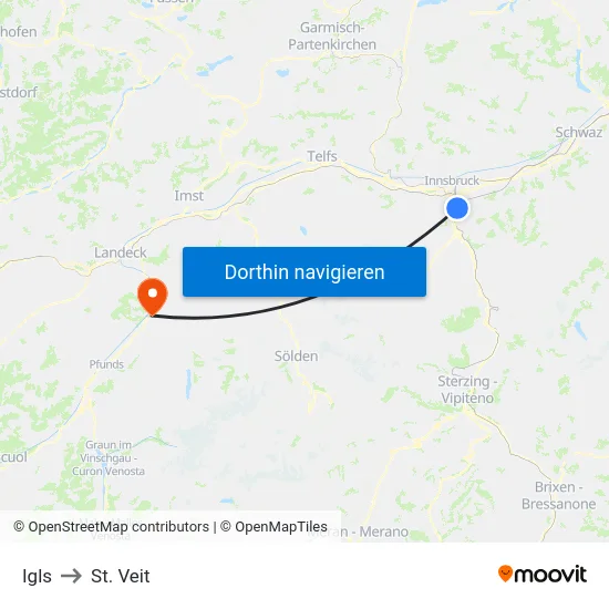 Igls to St. Veit map