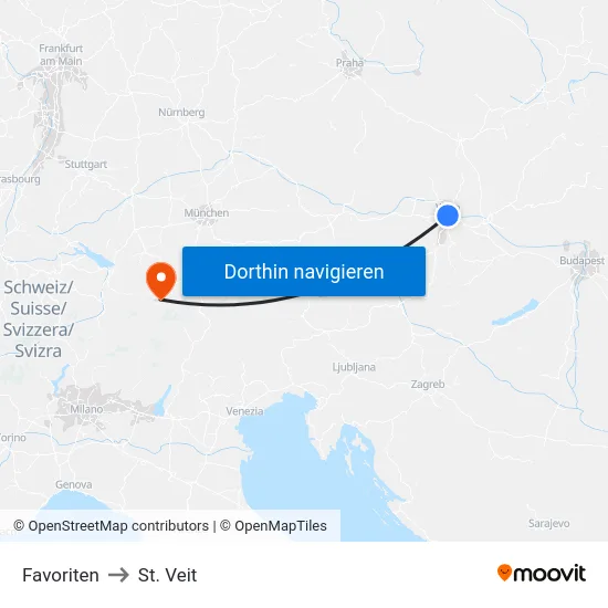 Favoriten to St. Veit map